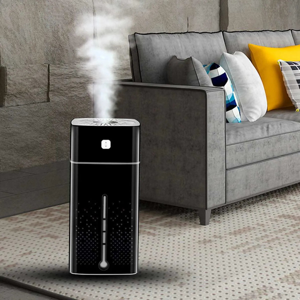 Black or white desktop humidifier with USB power and 1000ml water capacity for home office use