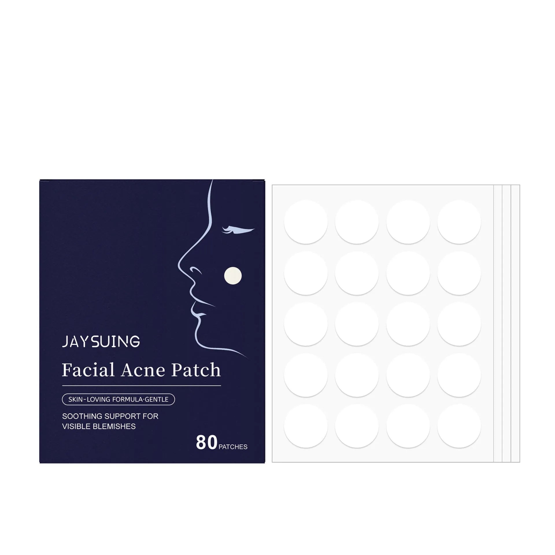 Pack of 80 hydrocolloid facial acne patches for breathable spot treatment