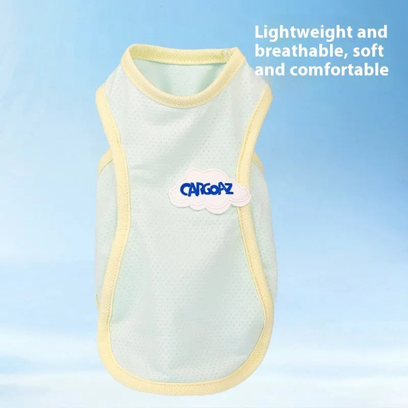 Grass green polyester cat vest with anti-lint properties for summer wear