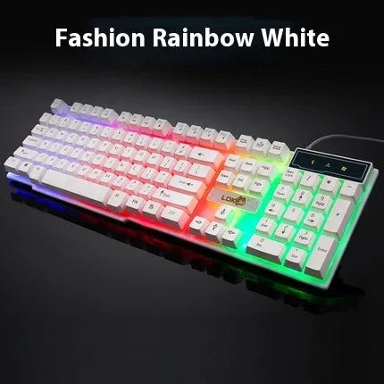 White and black glowing USB cable for gaming keyboards with illuminated light effect