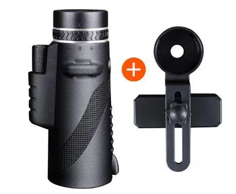 Black 40x60 mobile phone telescope monocular with waterproof nitrogen-filled construction and FMC green film lenses