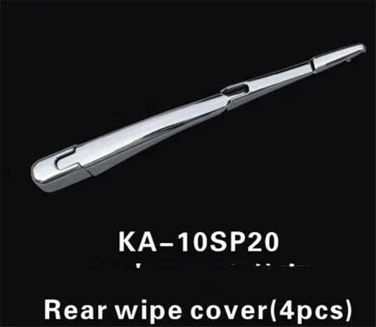 Set of four silvery ABS plastic rear window wiper cover trims for a Hyundai car