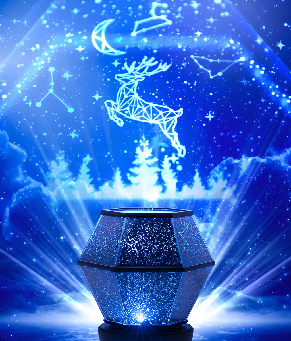 Children's rotating stars LED night light with starlight projection and 3 colour modes