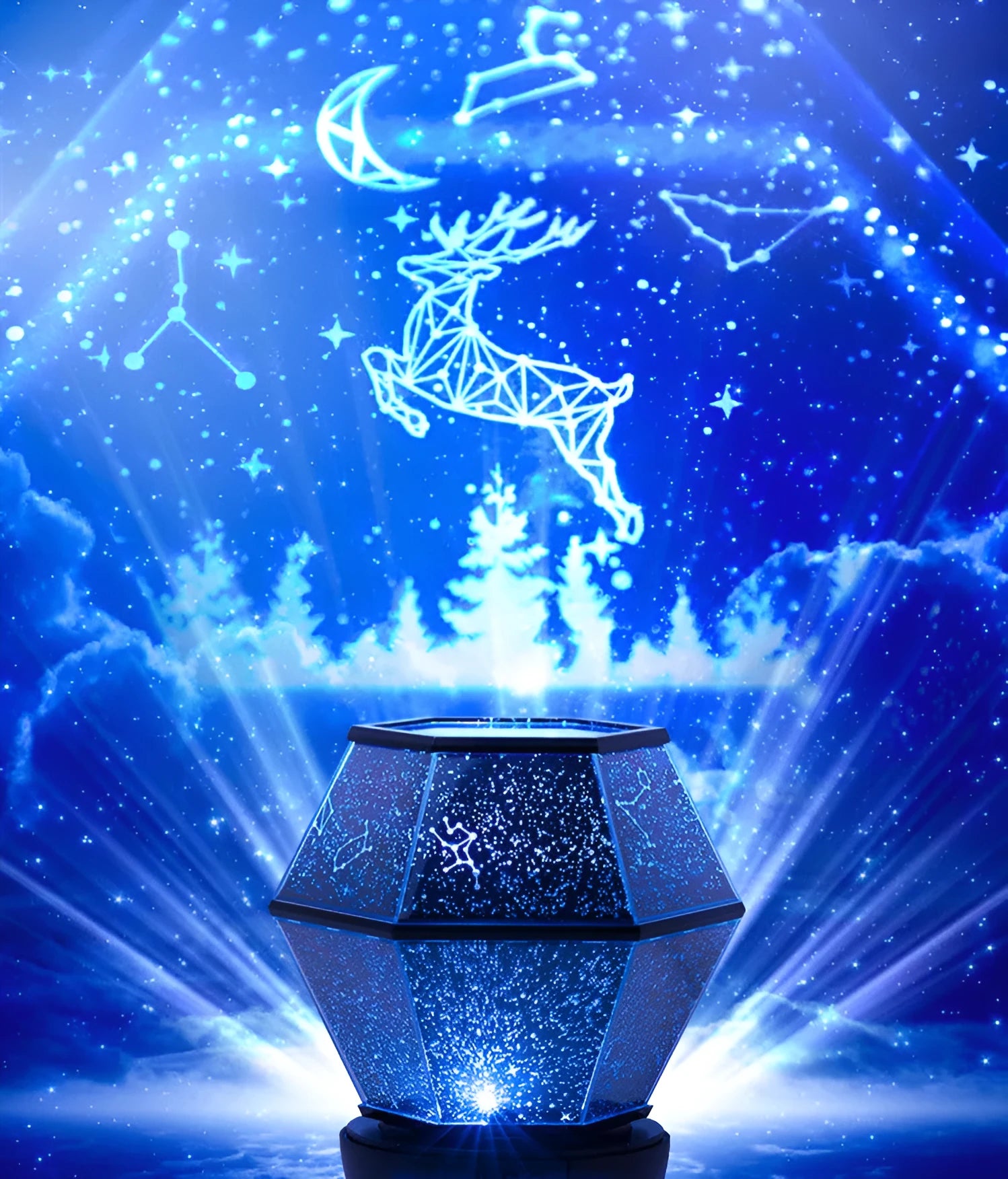 Children's rotating stars LED night light with starlight projection and 3 colour modes