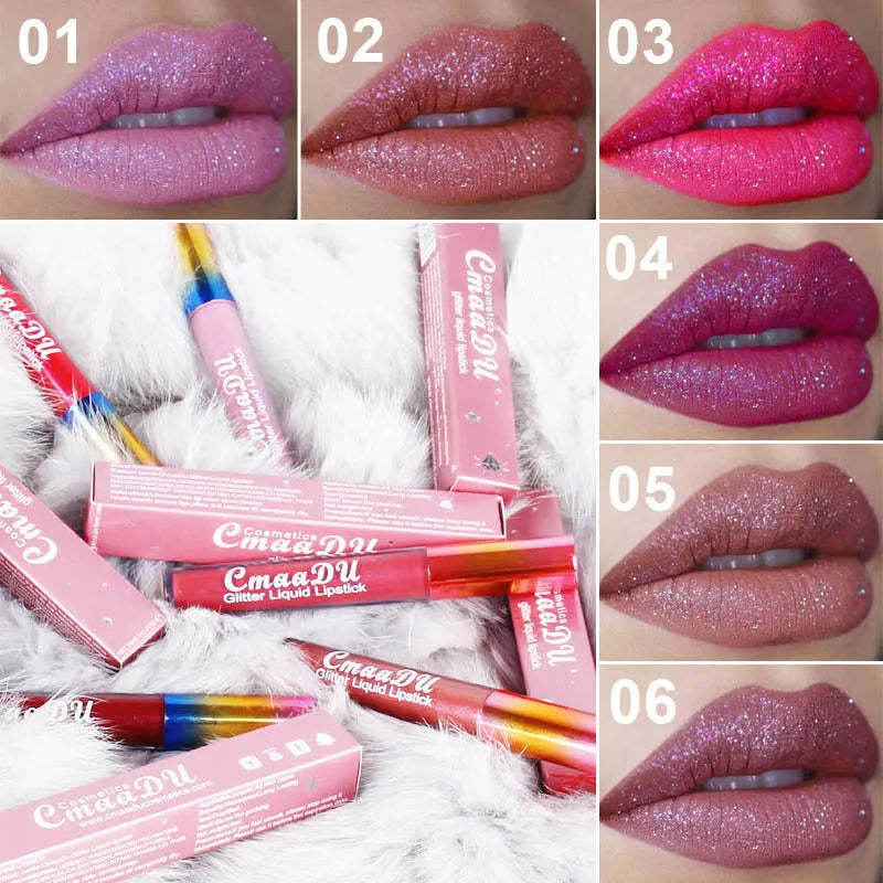Symphony Shiny Matte Metal Lip Gloss Lipstick 4mL in six colour options 01-06 with mineral formula