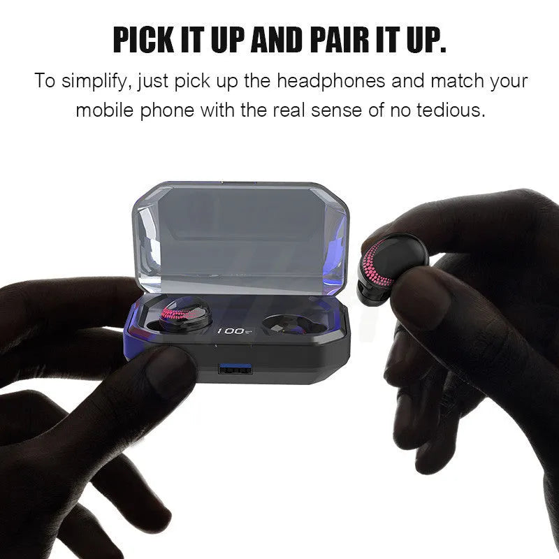 Black X10 Bluetooth wireless headset and charging case with 3000mAh battery capacity.