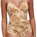 Skin colour one-piece V-neck push-up swimsuit with high waist and backless design for women