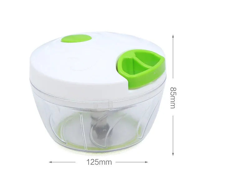 Green manual vegetable chopper with stainless steel blades and 500ml container
