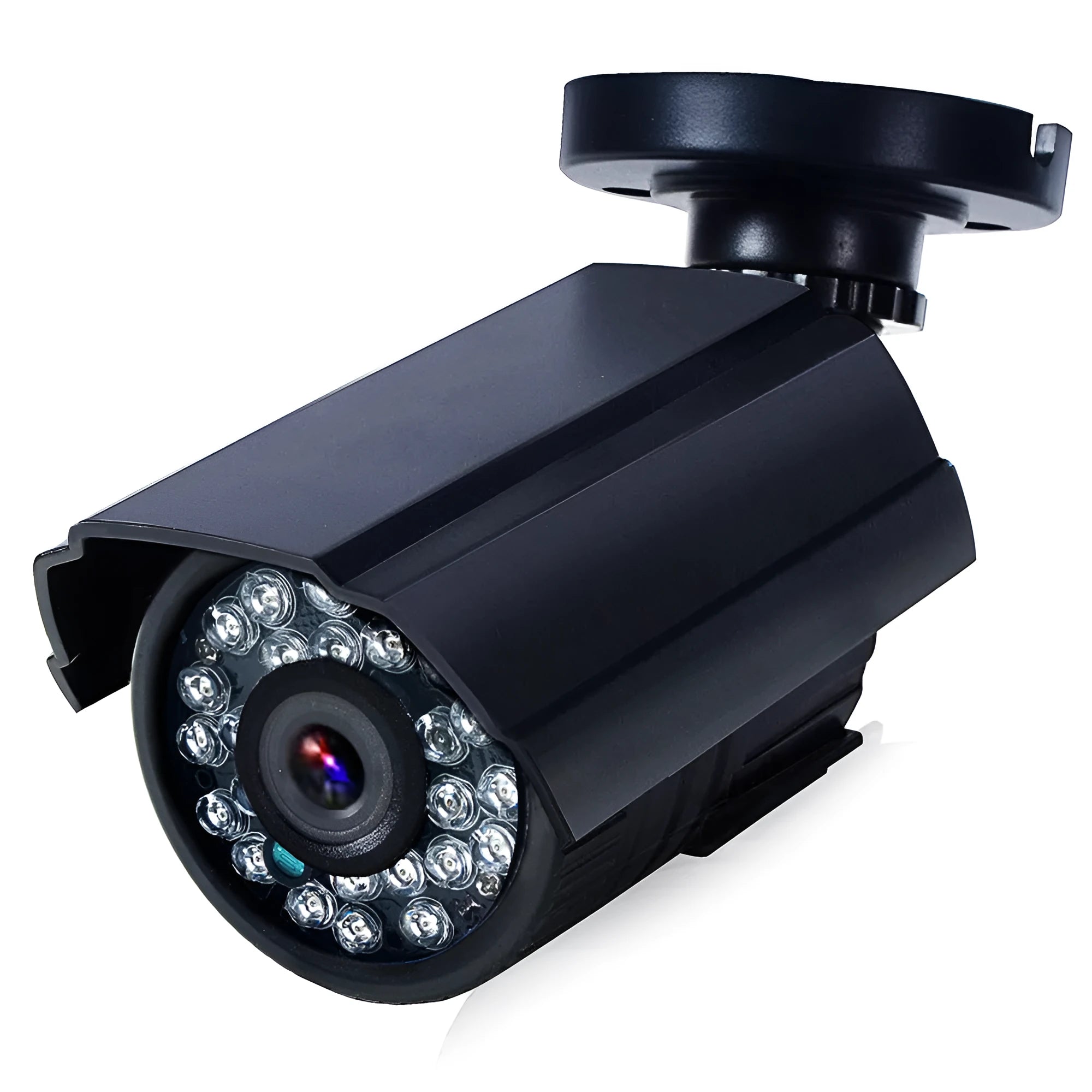Black AHD waterproof outdoor surveillance camera with infrared LEDs around the lens.