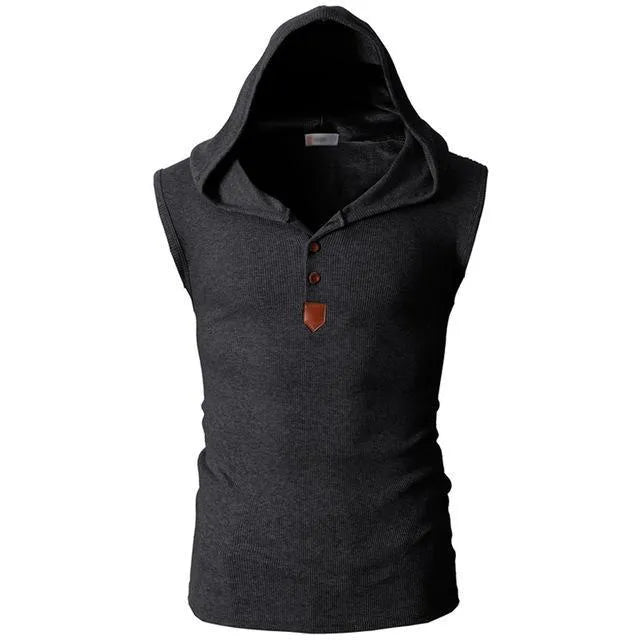 Eminem sleeveless hoodie for men in solid colour, summer pullover hooded top