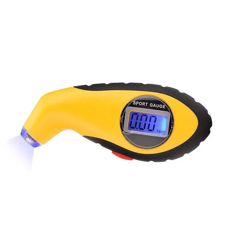 Digital tyre air pressure gauge with ABS body and rubber grip for car and motorcycle use
