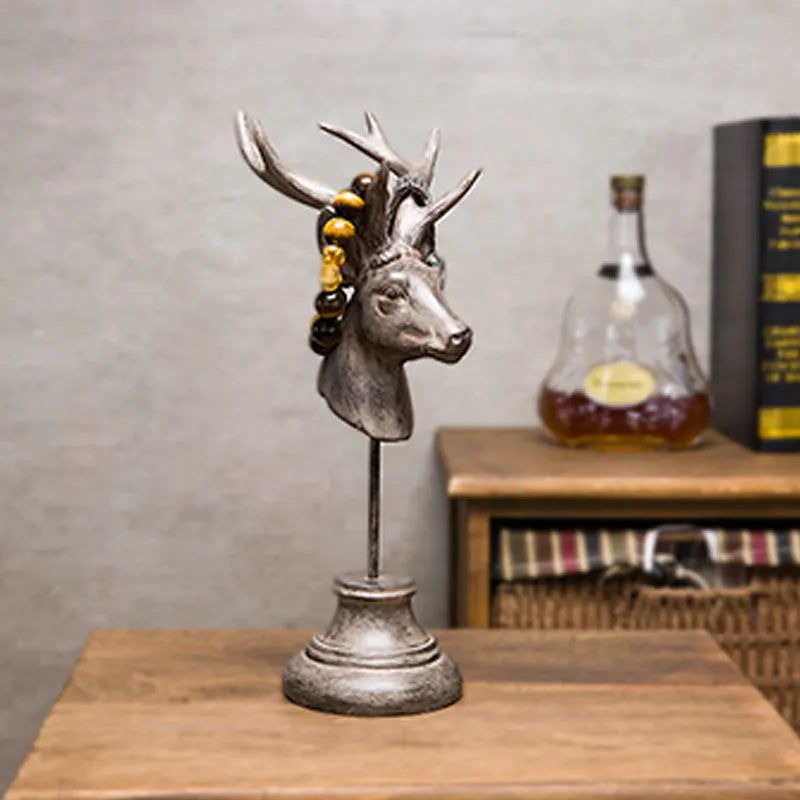 Natural resin animal figurine home decoration in black, white, or wood colour, 32cm tall