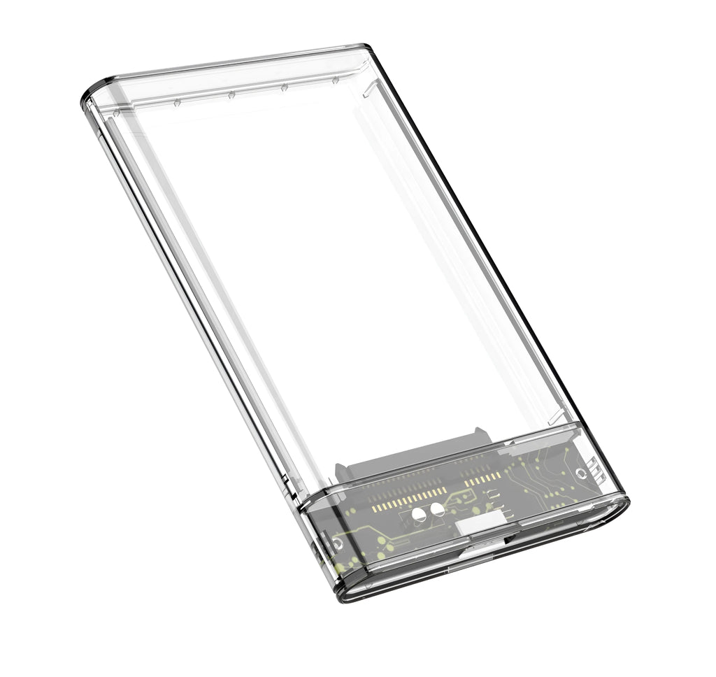 Transparent PC hard disk box for 2.5-inch SATA drive up to 4TB USB 3.1 grey