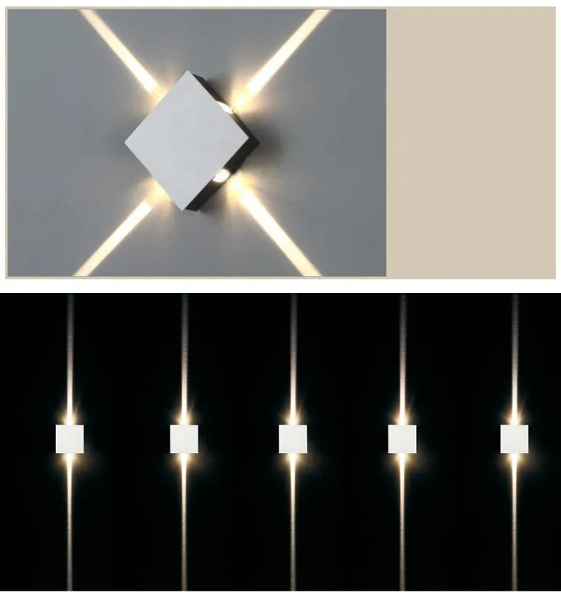 Modern square and round LED aluminium wall light in warm white and cool white options