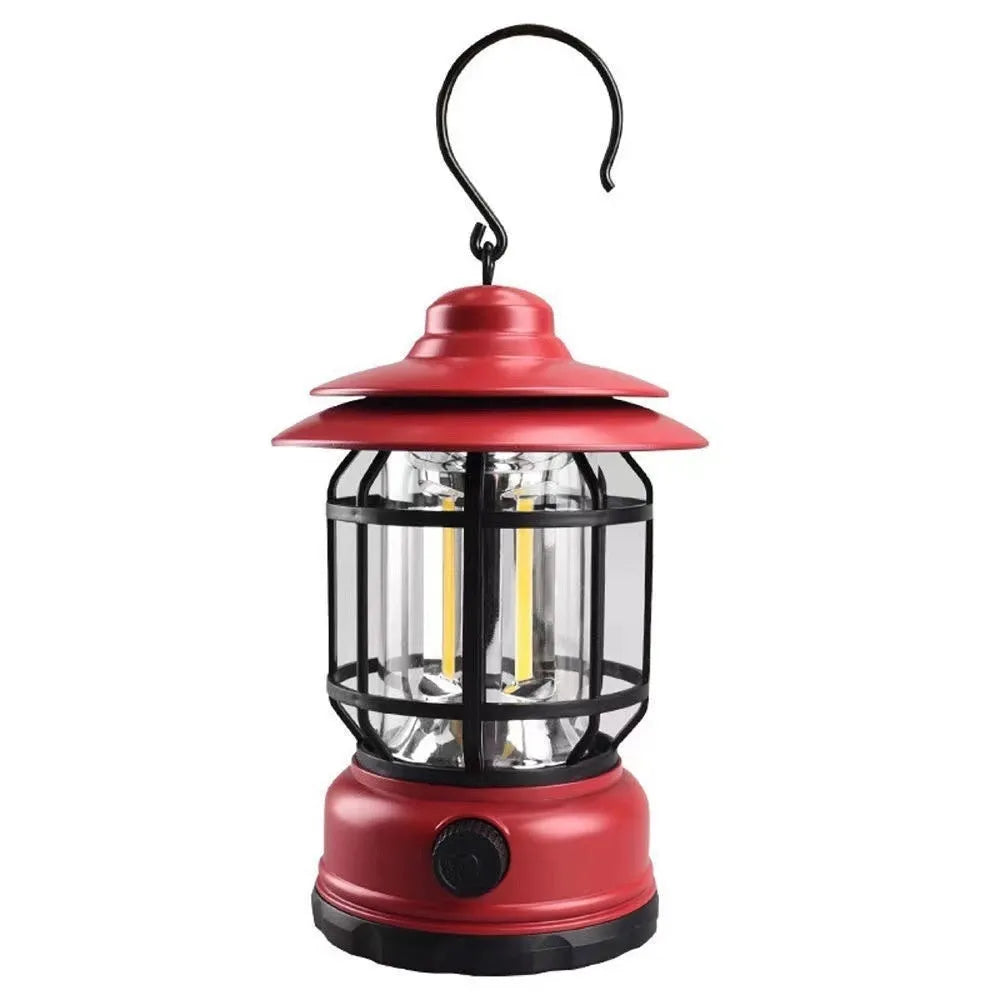 Portable camping lantern headlamp in dark green, black, or red colours with super bright illumination for hands-free use