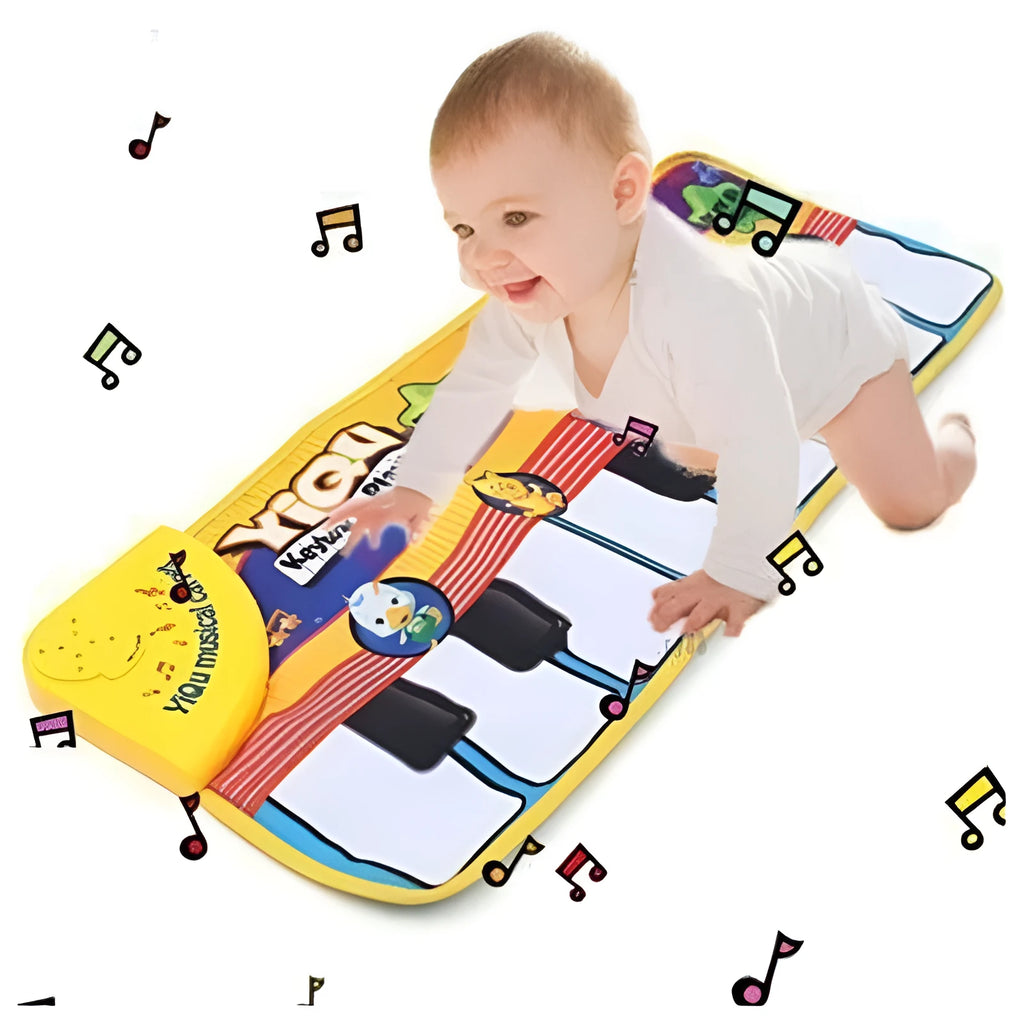 Musical piano placket baby play mat with colourful shapes and kick and play melody function