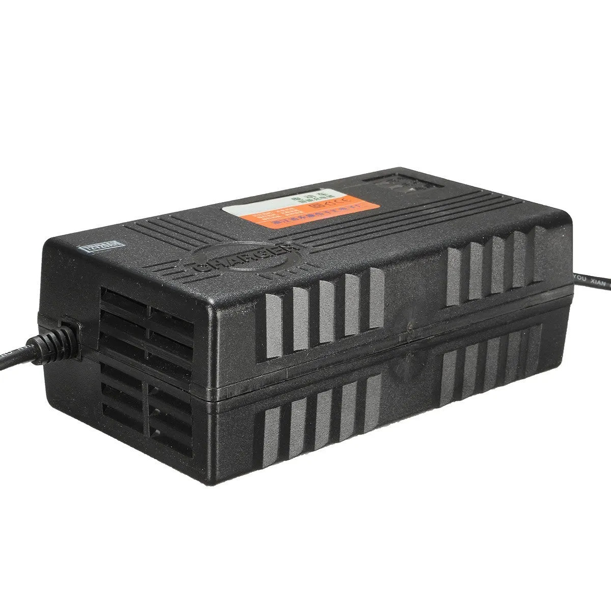 Black 72V20AH electric car charger with choice of AU, EU, or US plug styles