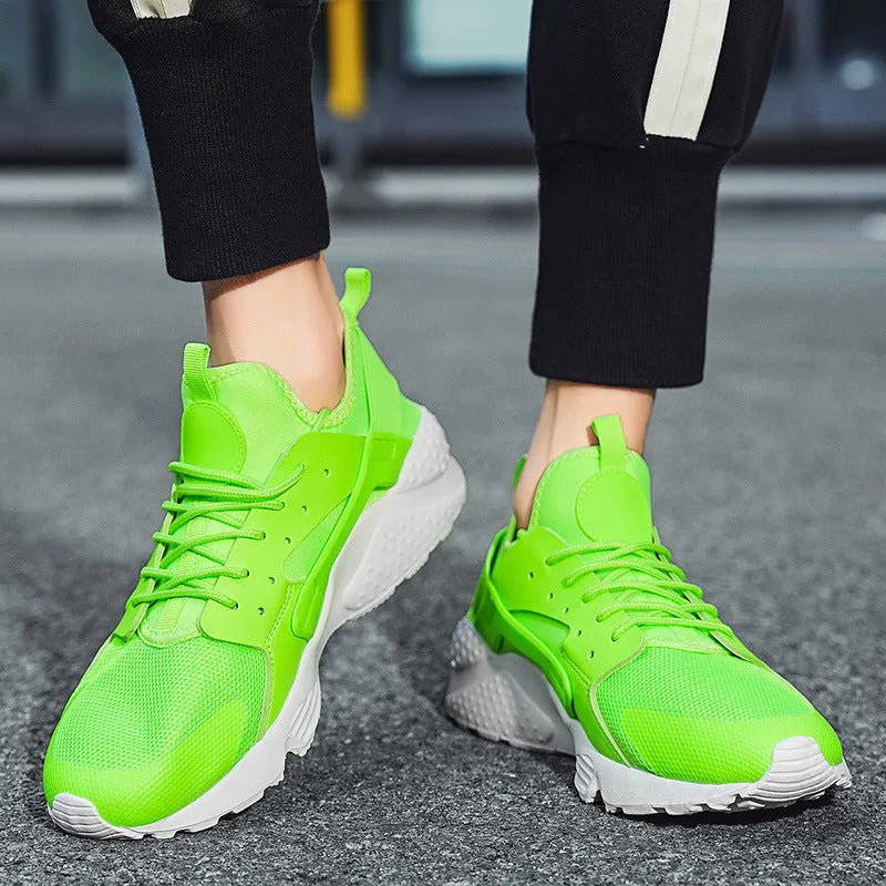 Men's low-top mesh casual shoes with cross shoulder strap in fluorescent colours