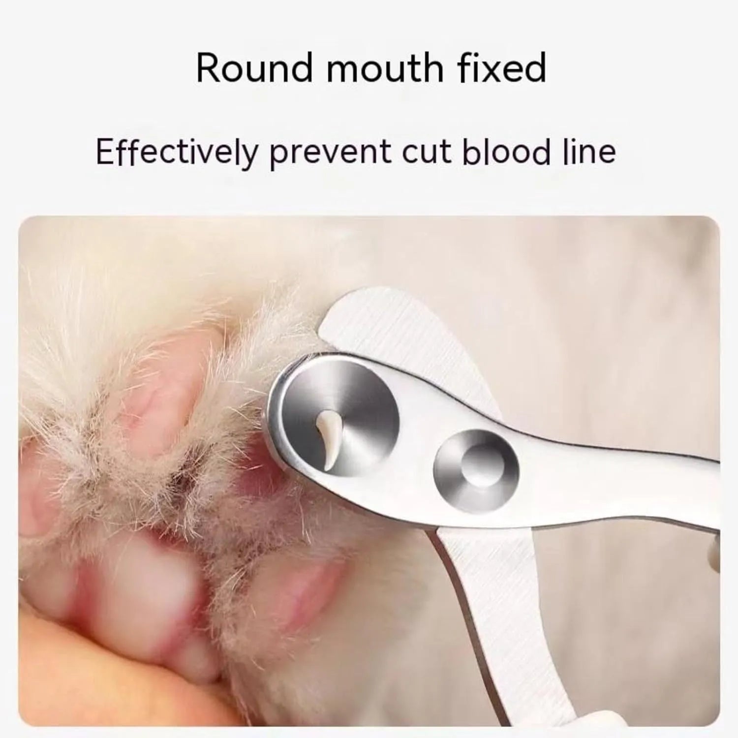 Blue cat nail clippers with circular cut hole design and cushioned handle for safe pet nail trimming