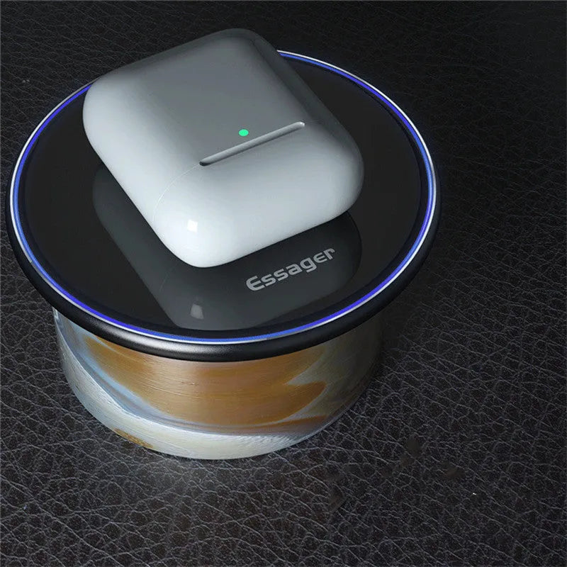 Black or white 15W Qi wireless charger with aluminium alloy surface and LED status light