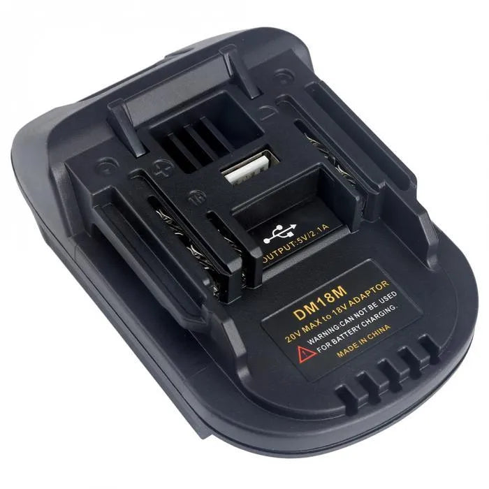 Black Milwaukee DM18M to Makita H99F power tool battery adapter converter