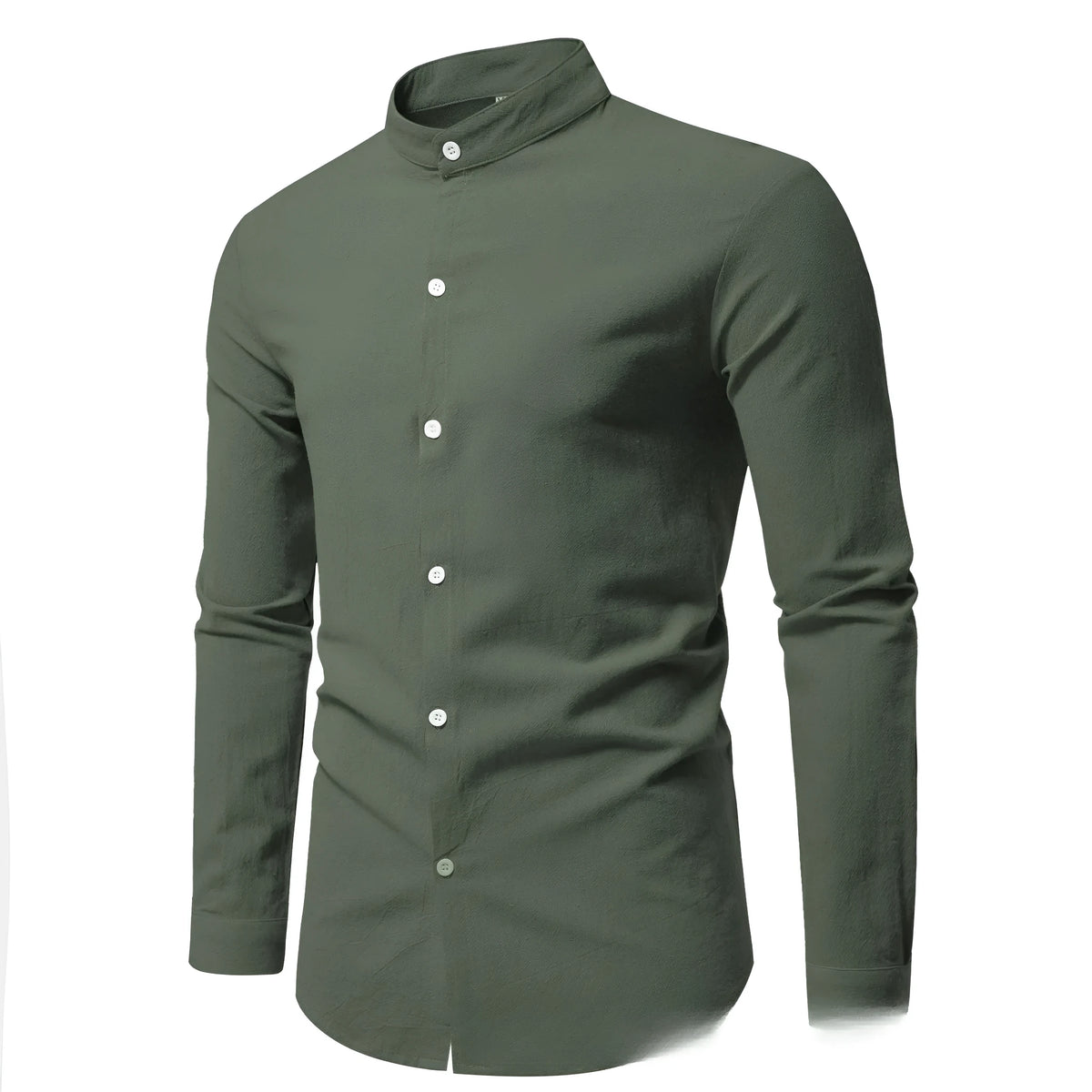 Men's solid colour stand-up collar polyester cardigan in slim fit, front view, available in multiple colours