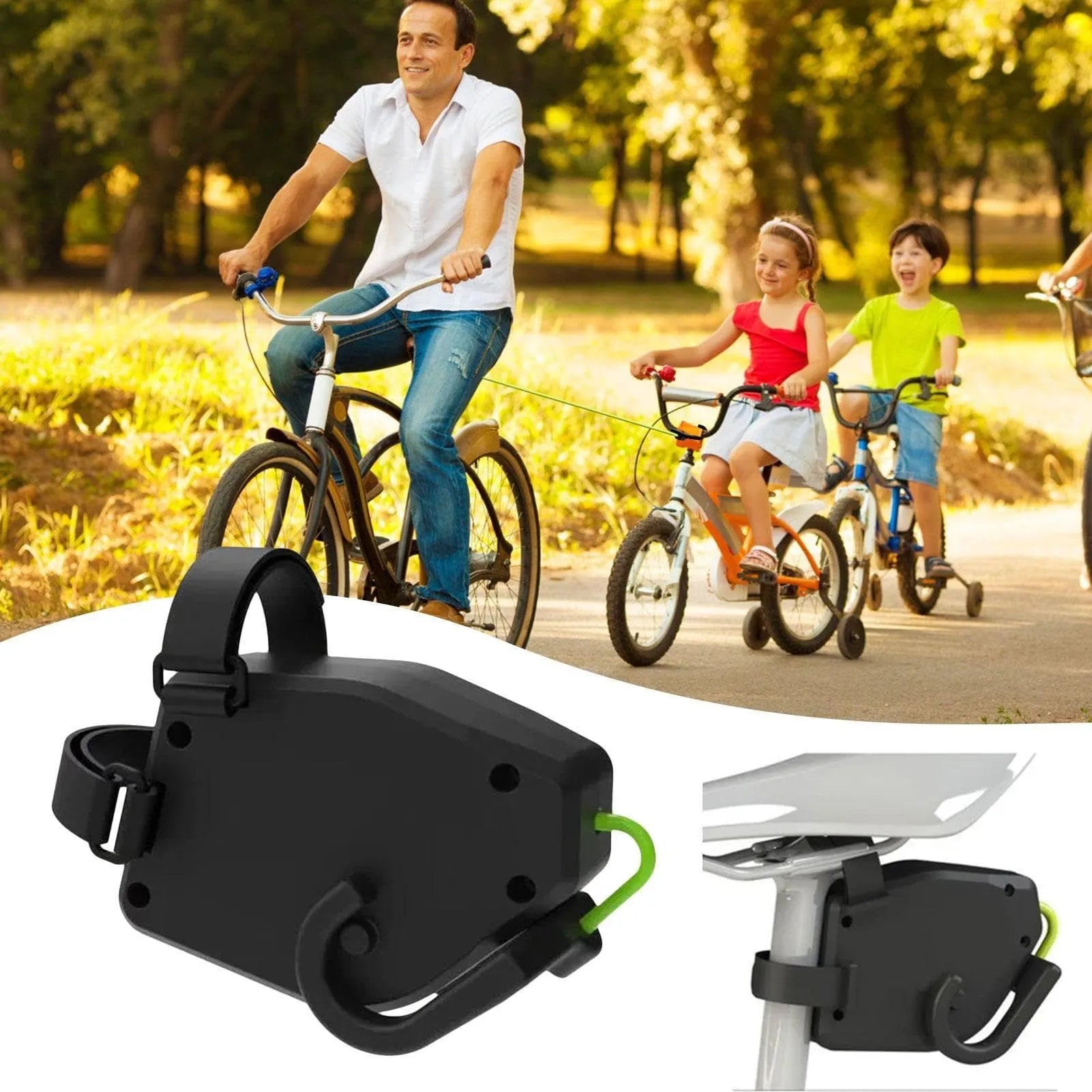 Black plastic and resin bicycle trailer rope for mountain bike and parent-child trailer connections
