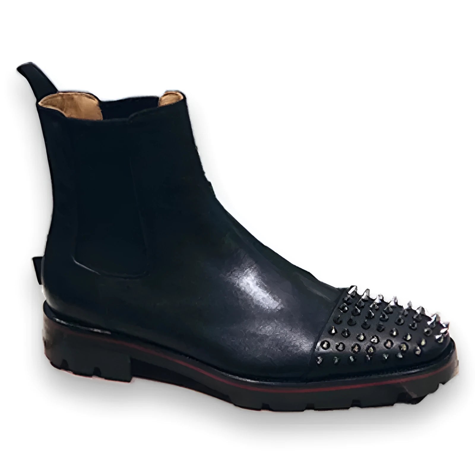 Men's leather high-top business casual shoes in black and black orange colour options