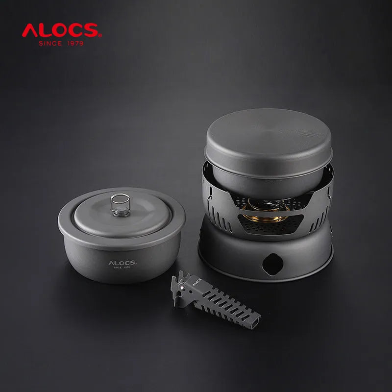 Alocs lightweight aluminium outdoor cookware set with pot and lid for camping