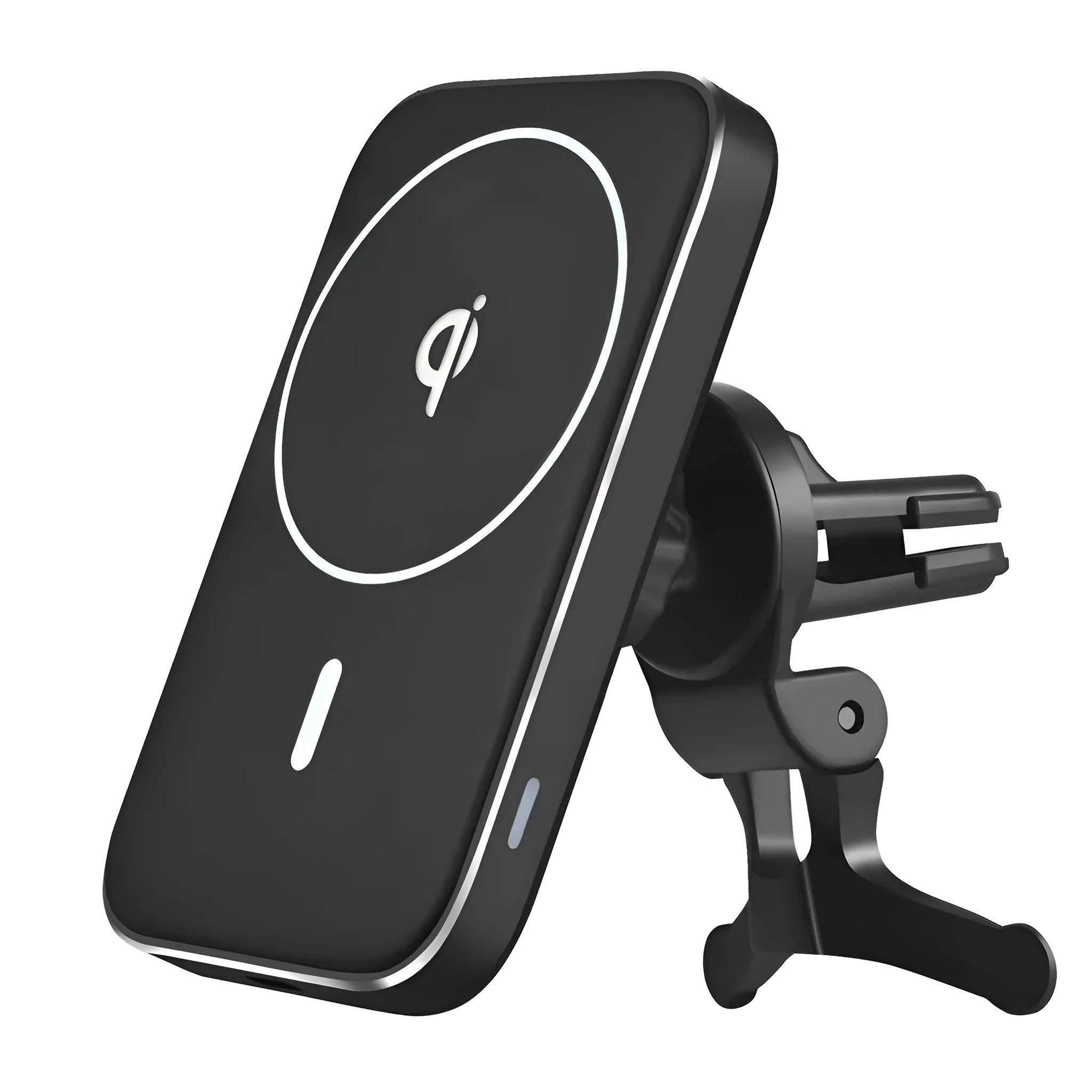 Black M6 magnetic wireless car charger with USB cable for vehicle installation