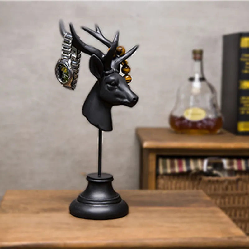 Natural resin animal figurine home decoration in black, white, or wood colour, 32cm tall