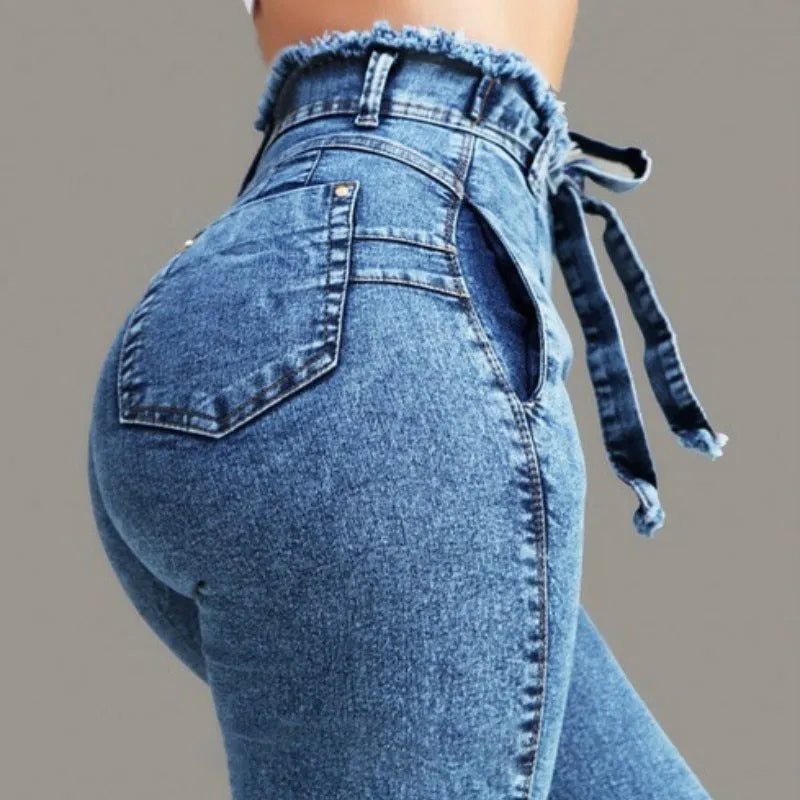 Men's grey fringed jeans made from Cowboy fabric showing detailed fringe design