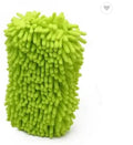 Silvery green chenille car wash sponge with spiral wool texture measuring 14 by 25 centimetres