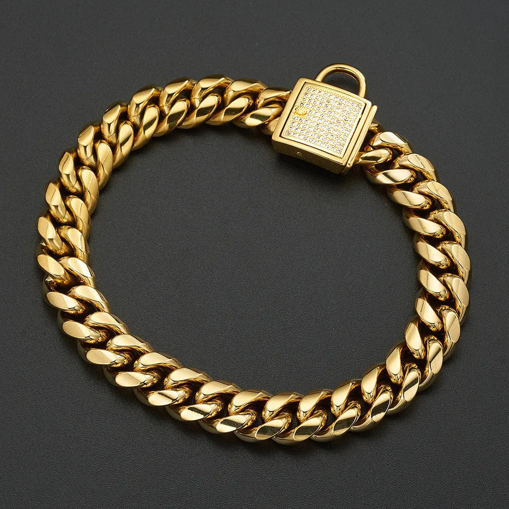30mm wide gold colour stainless steel encryption chain necklace, 12-32in length options