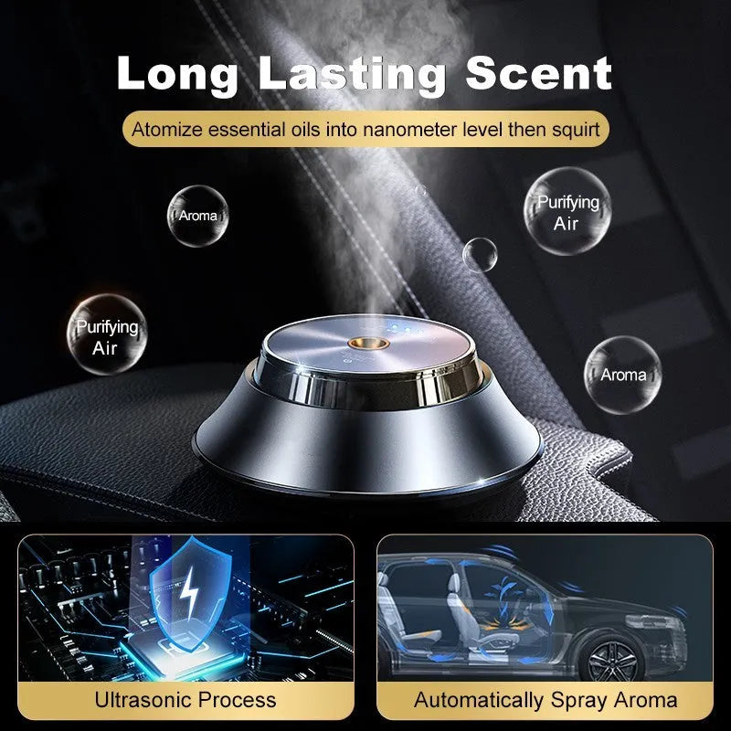 Black metal USB car aromatherapy diffuser with butterfly design and 50ml essential oil bottle
