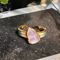 Adjustable copper ring with vintage gourd, flower and bow designs featuring inlaid zircon accents