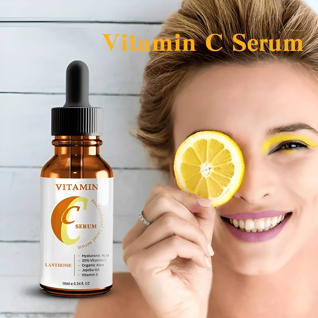 Vitamin C hyaluronic acid facial serum in 10ml container for skin brightening and moisturising