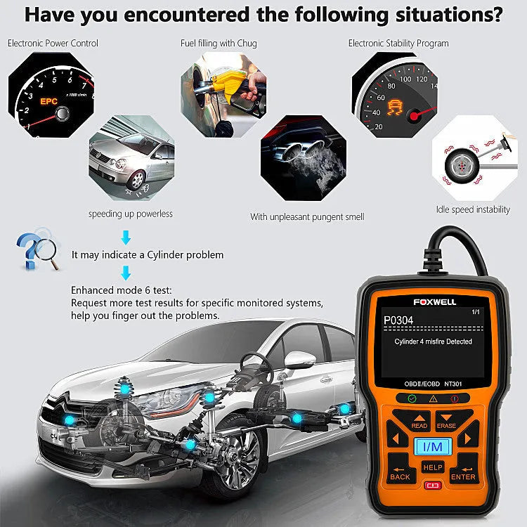 Orange handheld vehicle diagnostic tool with 2.8 inch TFT colour screen and multi-protocol support