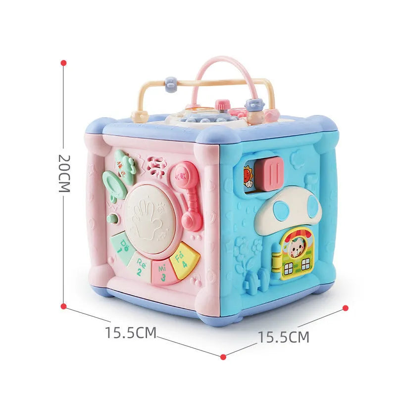 Drum baby early education toy plastic building blocks cube with music and sound 15.5 cm