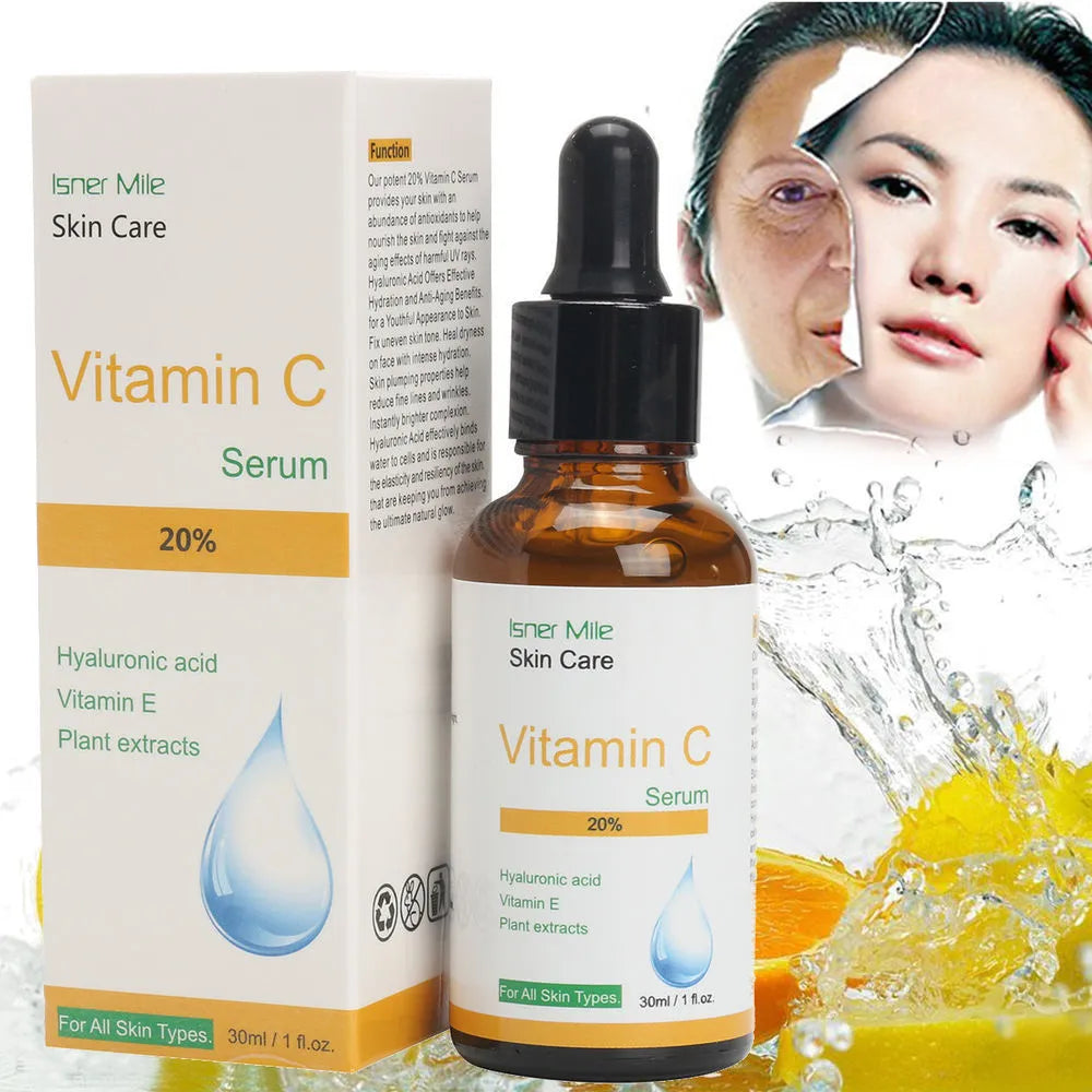30ml bottle of Vitamin C serum for brightening dull and pigmented skin.