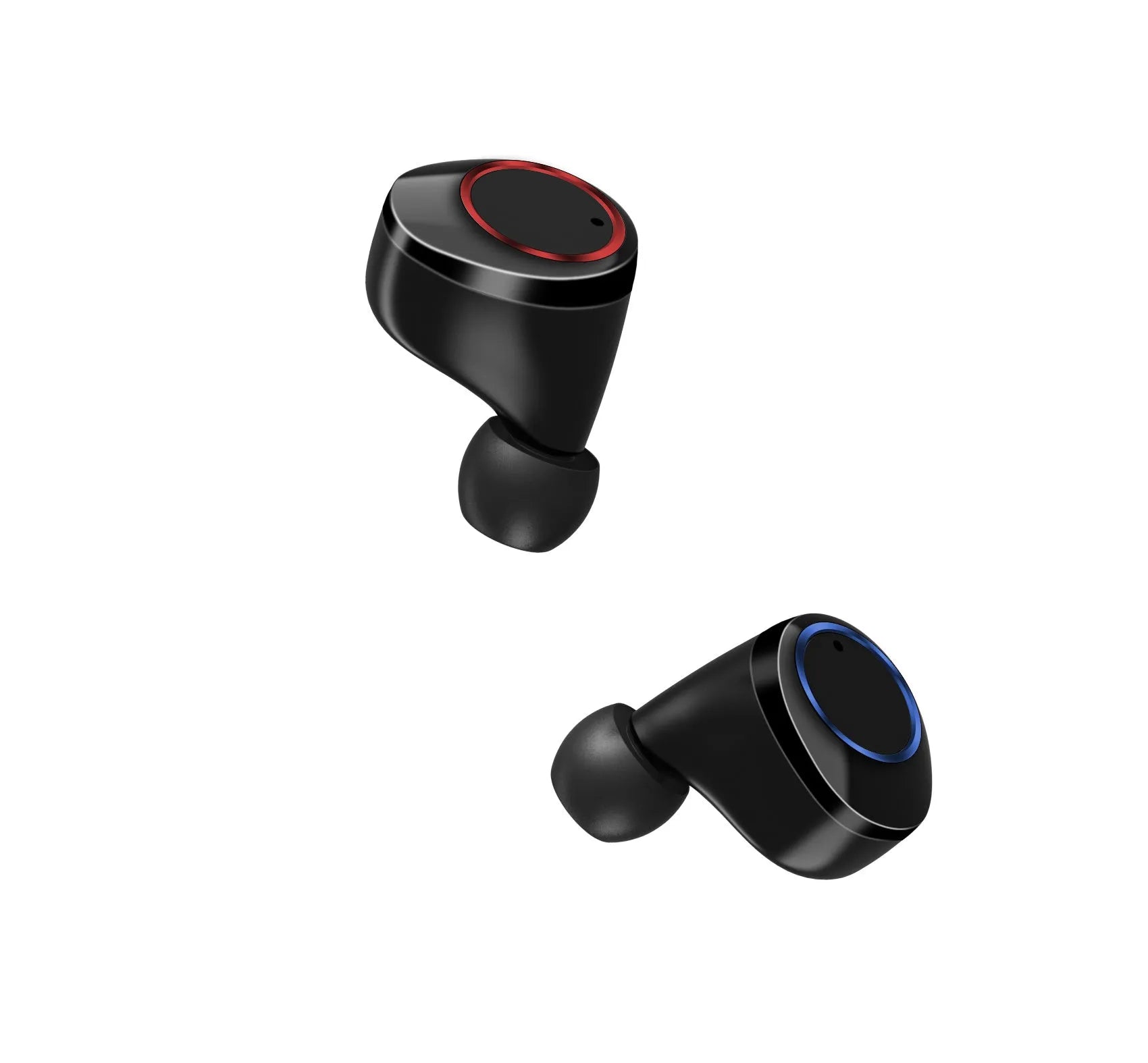 Black X11 Bluetooth wireless earbuds with a matching charging case and assorted silicone ear tips.