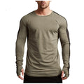Men's long-sleeved modal T-shirt, slim fit, round neck, plain design, white grey black green, sizes M-XXL