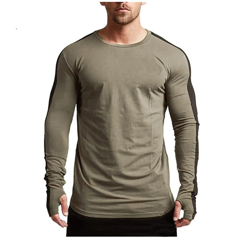Men's long-sleeved modal T-shirt, slim fit, round neck, plain design, white grey black green, sizes M-XXL