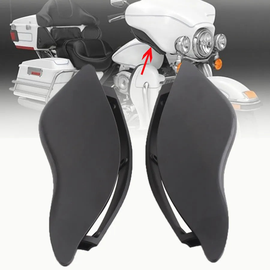 Black ABS plastic motorcycle windshield side wing for Harley Davidson trike conversion