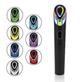Black rechargeable eye massager with red and blue light vibration therapy for face relaxation