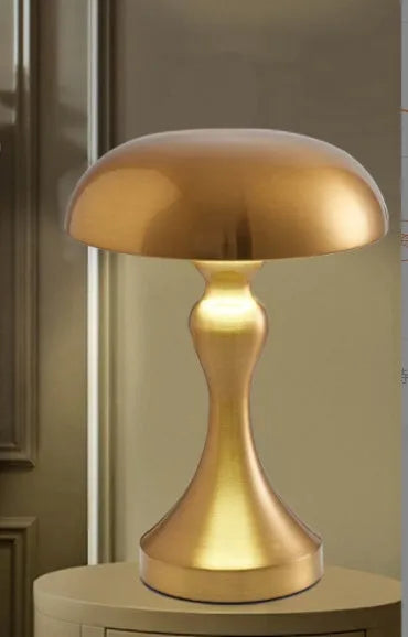 Metallic desk lamp with touch base showing three colour light settings: white, warm, and natural.