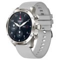 Black smart watch with Bluetooth calling and health monitoring features on a wrist.