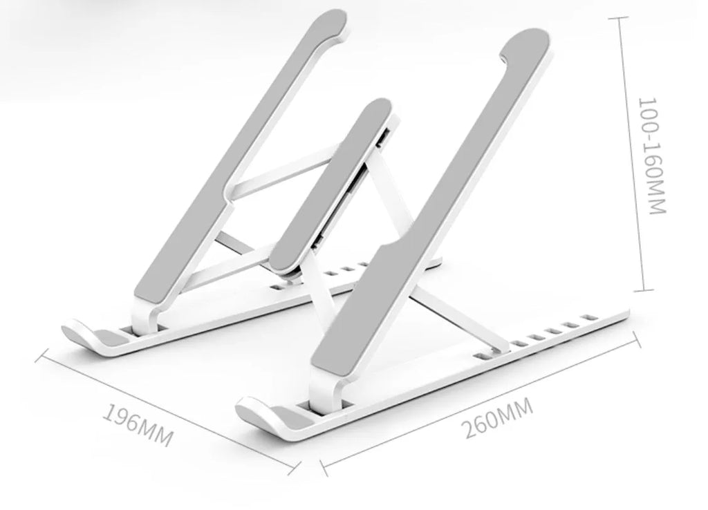 P1 foldable laptop stand in charm black showing adjustable lifting mechanism with ABS and silicone construction