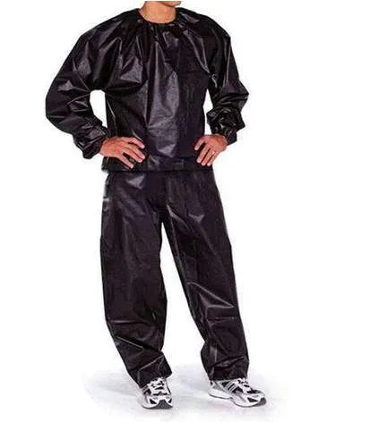 Heavy duty anti-rip PVC sauna suit unisex long sleeve top and trousers in black