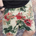Men linen beach shorts with printed pattern elasticated waist drawstring sizes M to 3XL
